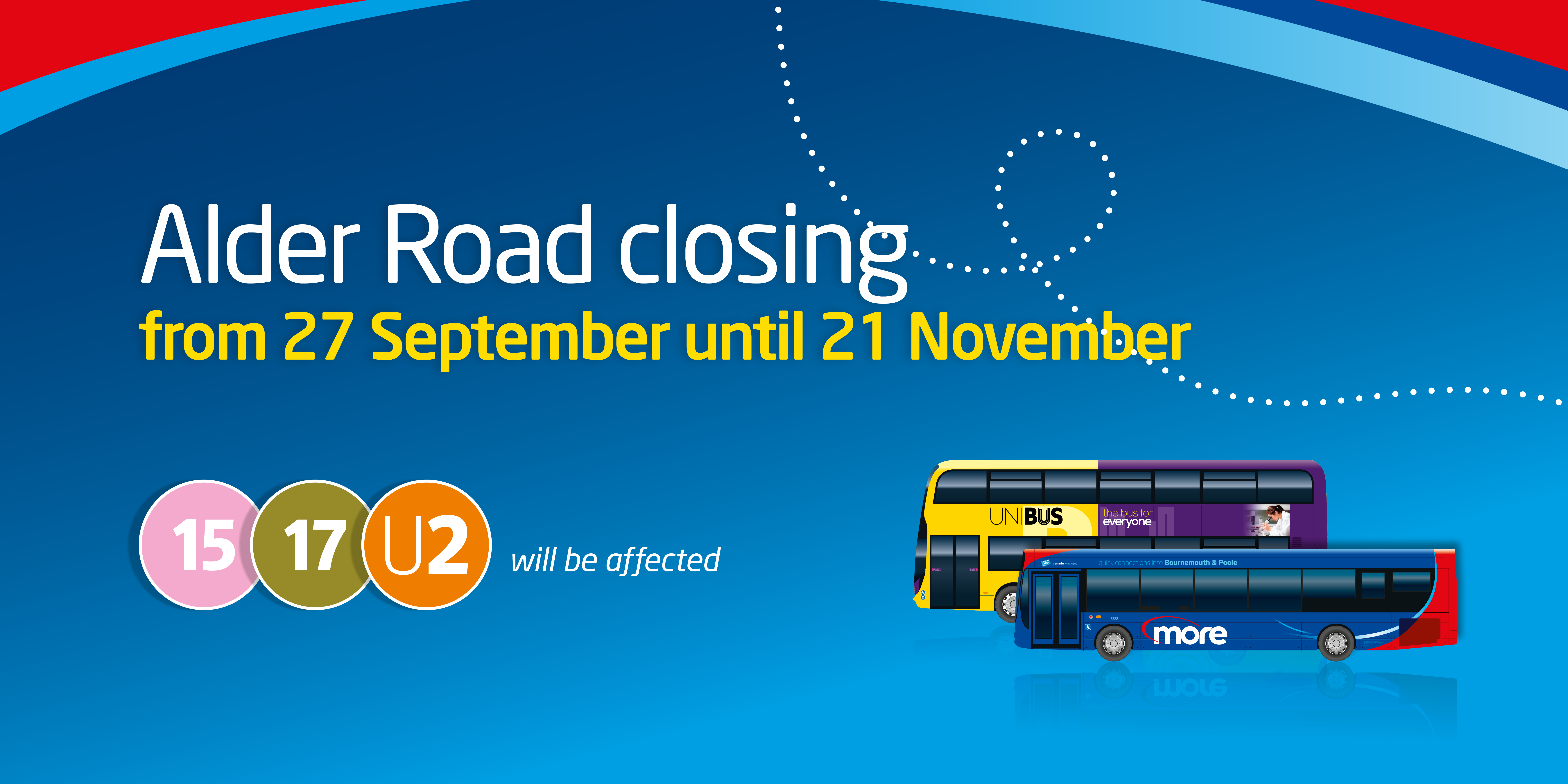 Alder Road closure from 27th September morebus